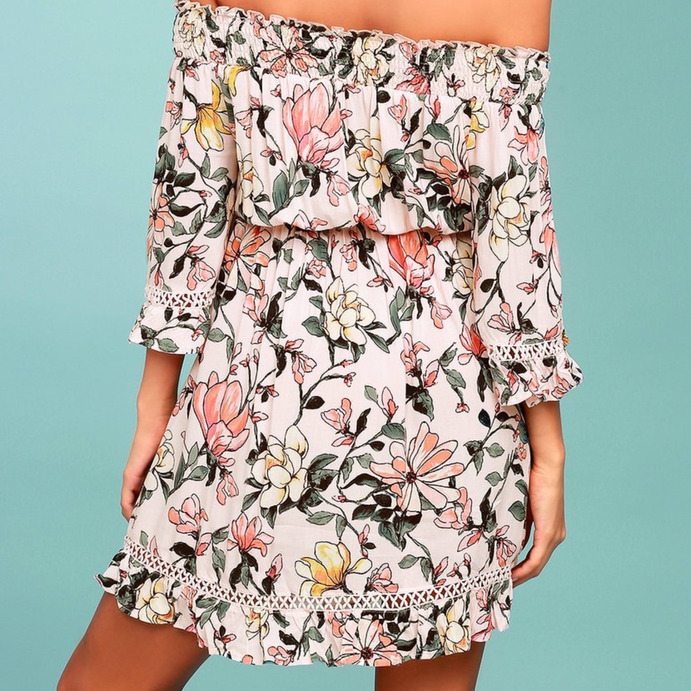 Lulus Hello Darling Blush Off-the-Shoulder Dress M - Picture 3 of 16